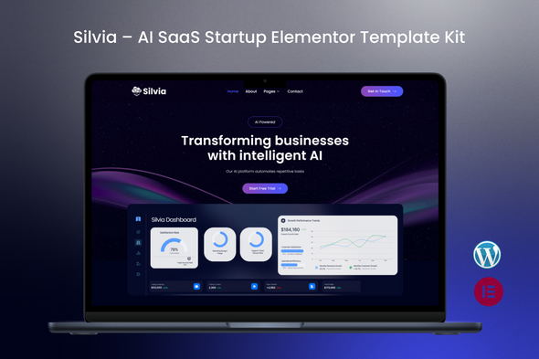 Silvia – AI SaaS Startup Elementor Template Kit