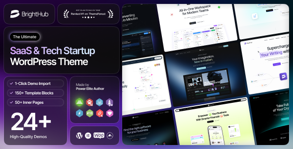 BrightHub - SaaS & Tech Startup WordPress Theme详情页面: https://worldpressit.com/downloads/brighthub-saas-and-tech-startup-wordpress-theme/