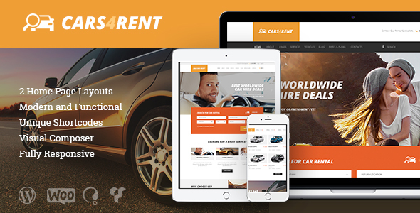Cars4Rent - Car Rental and Taxi Service WordPress Theme
