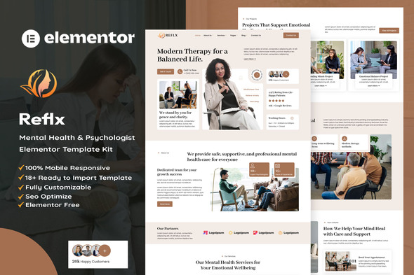 Reflx - Mental Health & Psychologist Elementor Template Kit