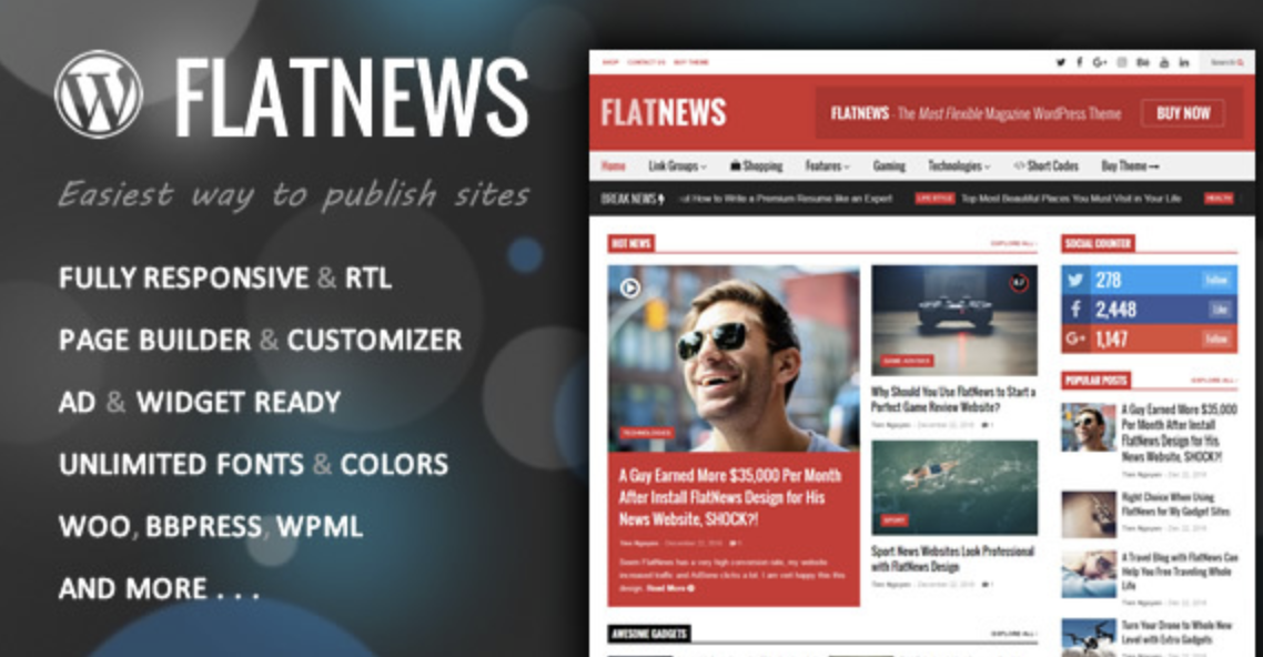 FlatNews – Responsive Magazine WordPress Theme