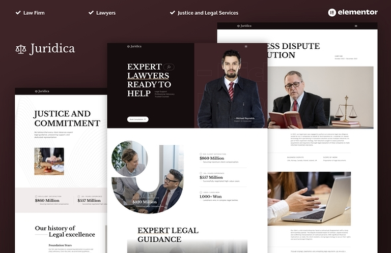 Juridica - Lawyer Attorney and Law Firm Elementor Pro Template Kit