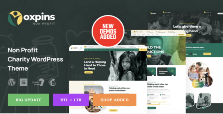 Oxpins – Non Profit Charity WordPress Theme