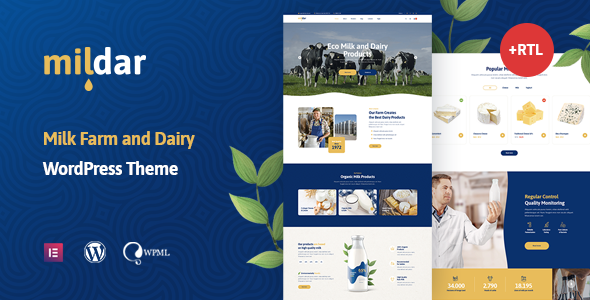 Mildar - Dairy Farm and Milk WordPress Theme + RTL